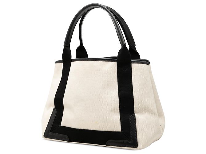Borsa Tote Balenciaga White Canvas Navy Cabas Tote S Bianco - vista 2