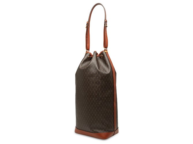 Borsa Bucket Long Le Monogramme in Tela Cerata Marrone Saint Laurent Marrone scuro - vista 2