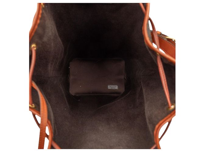 Borsa Bucket Long Le Monogramme in Tela Cerata Marrone Saint Laurent Marrone scuro - vista 4