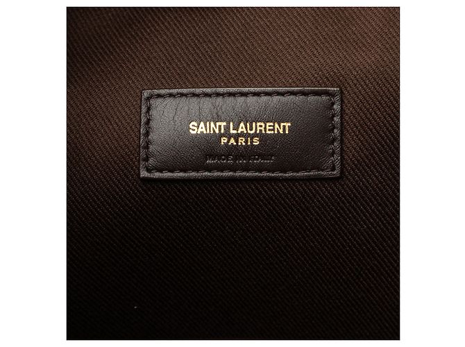 Borsa Bucket Long Le Monogramme in Tela Cerata Marrone Saint Laurent Marrone scuro - vista 5