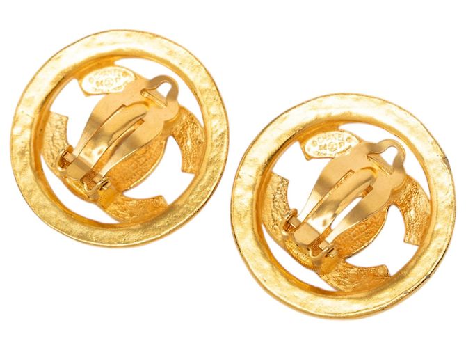 Orecchini Chanel Gold CC placcati oro tondi con clip D'oro - vista 2