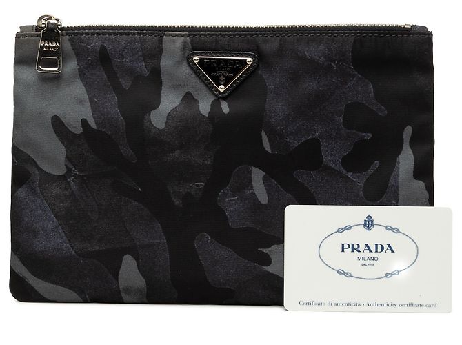 Clutch Prada Blue Tessuto Camouflage - vista 7