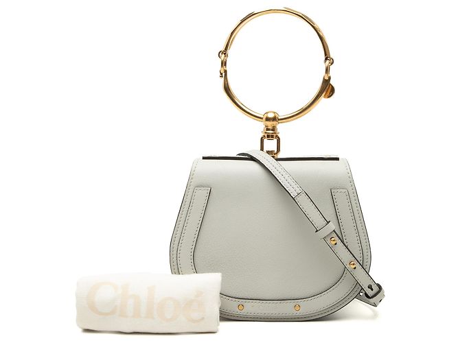 Borsa a tracolla Nile in pelle grigia piccola Chloé Marrone Grigio - vista 7