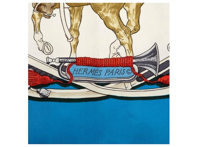 Sciarpa in seta Hermès Blue Marine et Cavalerie 90 - vista 4