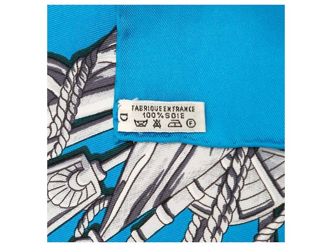 Sciarpa in seta Hermès Blue Marine et Cavalerie 90 - vista 5