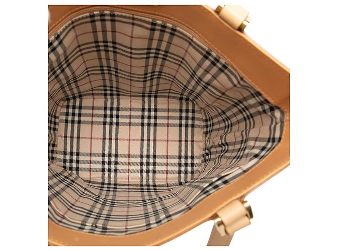 Tote in pelle marrone Burberry Caramello - vista 4