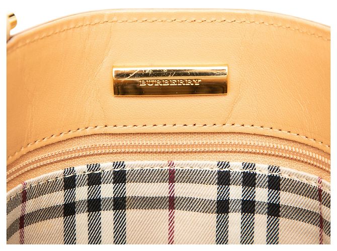Tote in pelle marrone Burberry Caramello - vista 5