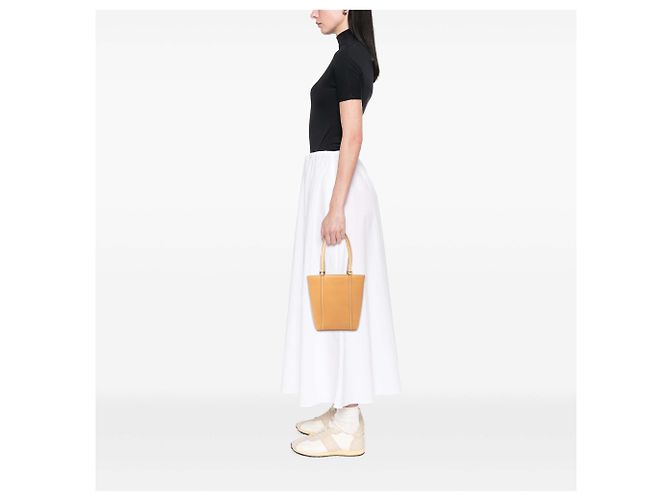 Tote in pelle marrone Burberry Caramello - vista 6