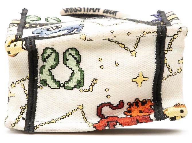 Dior Mini Book Tote Verticale in tela ricamata bianca Pixel Zodiac Bianco - vista 3