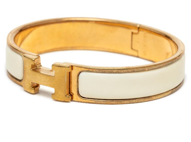 Bracciale Hermès Clic H in smalto bianco stretto PM Bianco sporco - vista 2