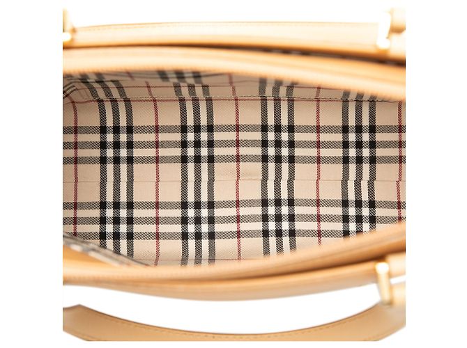 Tote in pelle marrone Burberry Caramello - vista 4