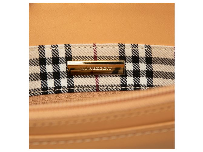 Tote in pelle marrone Burberry Caramello - vista 5