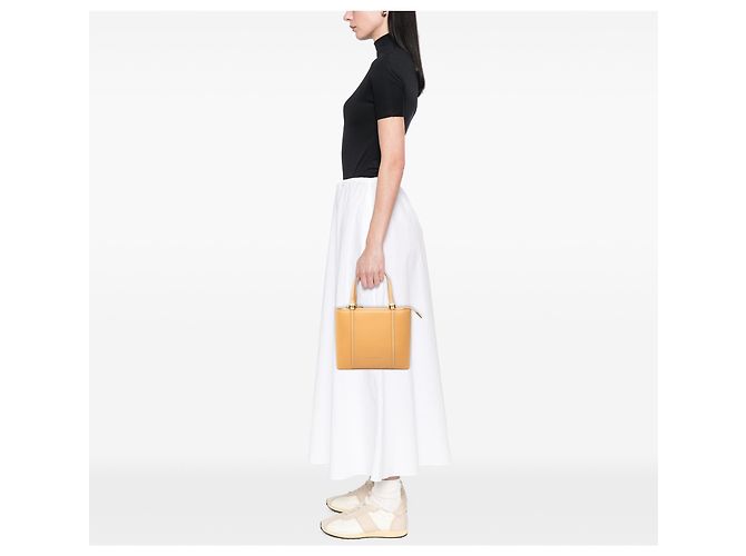 Tote in pelle marrone Burberry Caramello - vista 6
