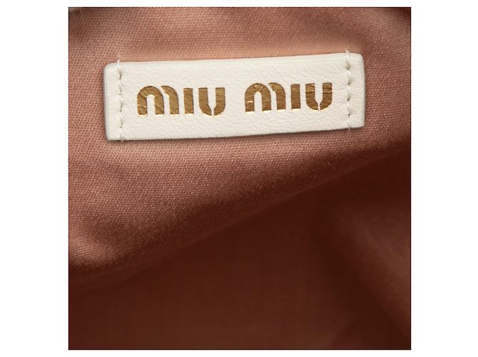 Borsa bucket in nappa bianca macramé Miu Miu Bianco Crudo - vista 6