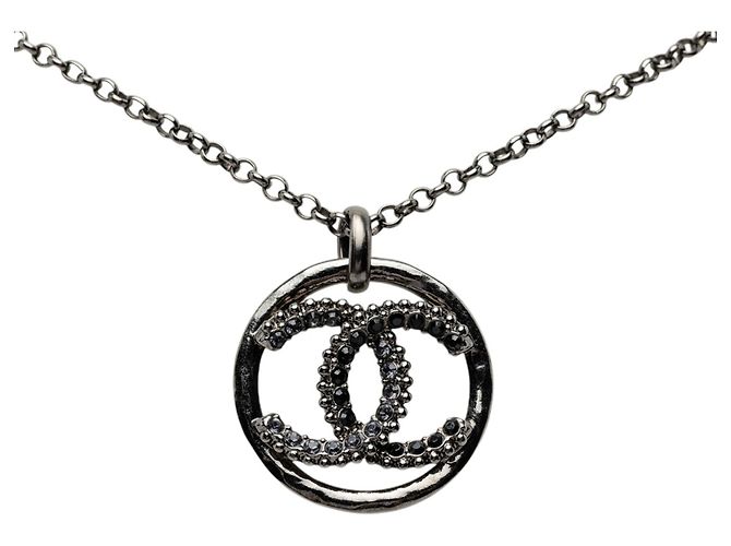 Collana con pendente Chanel Black CC placcato rutenio e strass Nero - vista 2