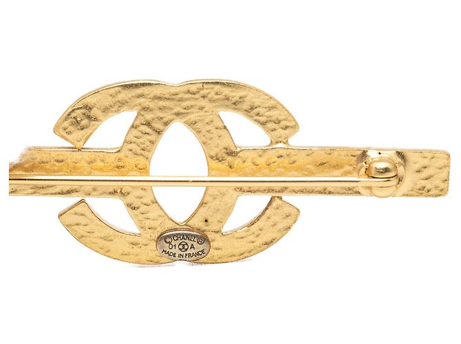 Spilla Bar Chanel Gold CC placcata oro e strass D'oro - vista 3
