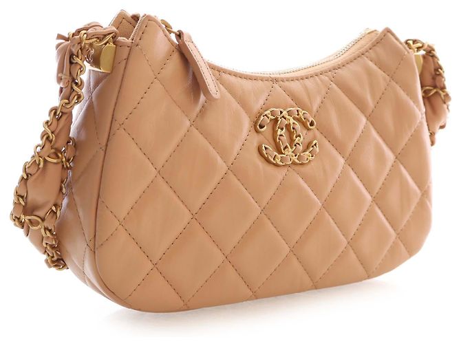 Chanel Beige Small Quilted Aged Calfskin Chanel 19 Hobo - vista 3