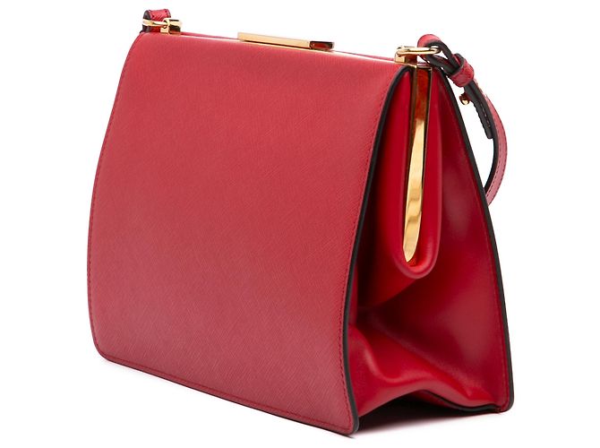 Borsa a tracolla Prada Red Saffiano and City Calf Light Frame Rosso - vista 2