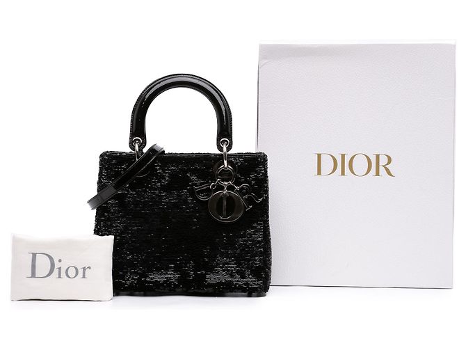 Dior Lady Dior Pailletten Schwarz Medium - Ansicht 7