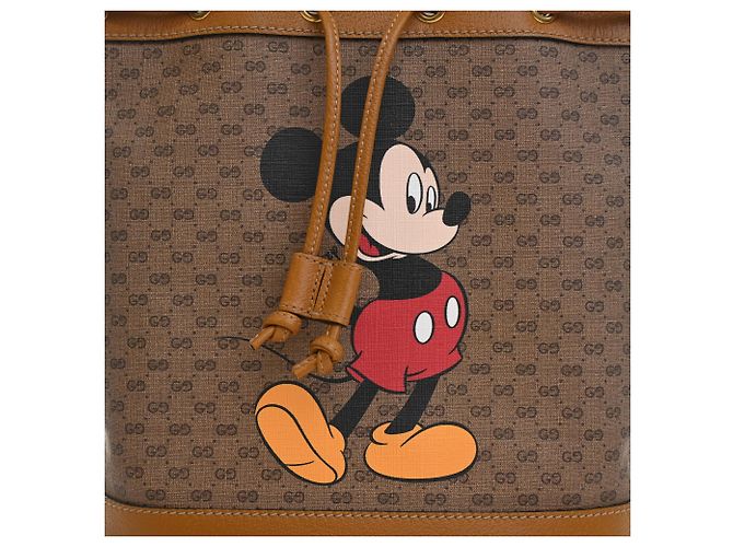 Borsa a secchiello Gucci Beige Micro GG Supreme Mickey Mouse - vista 11