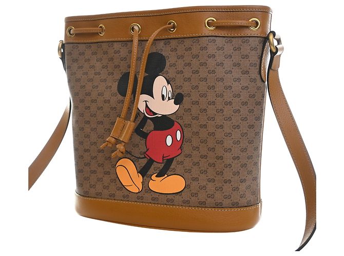 Borsa a secchiello Gucci Beige Micro GG Supreme Mickey Mouse - vista 3