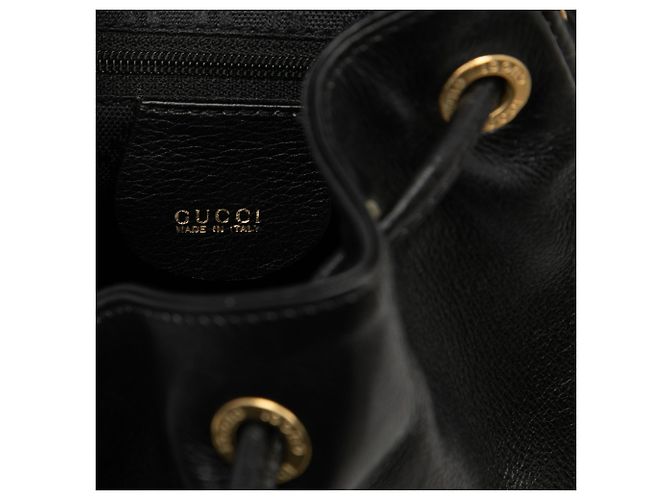 Gucci Black Calfskin Bamboo Drawstring Backpack - view 5