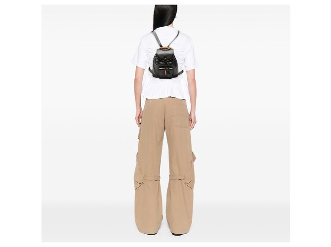 Gucci Black Calfskin Bamboo Drawstring Backpack - view 7