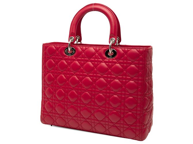 Lady Dior in agnello cannage rosso grande - vista 2