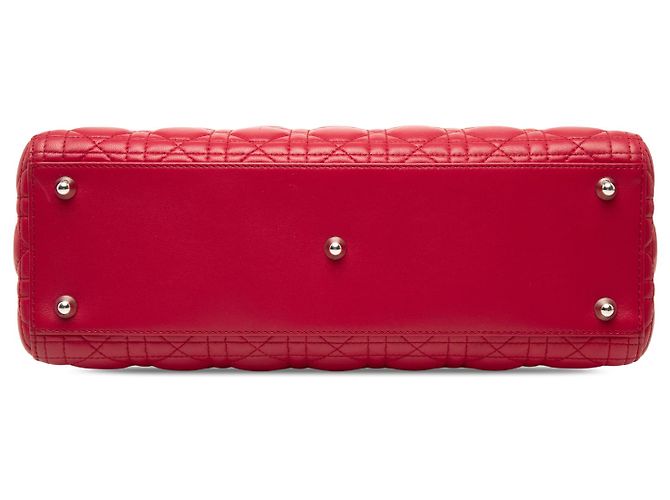 Lady Dior in agnello cannage rosso grande - vista 3