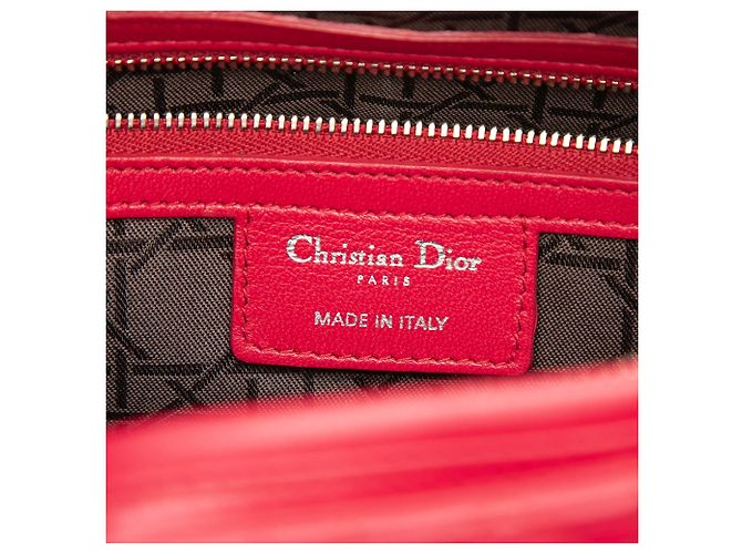 Lady Dior in agnello cannage rosso grande - vista 5