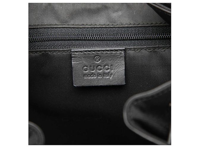 Gucci Black Canvas and Calfskin Jackie Drawstring Backpack - view 5