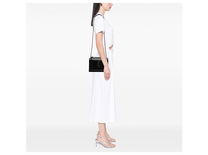 Saint Laurent Borsa a tracolla Monogram Sunset in pelle di vitello nera, misura Medium Nero - vista 6