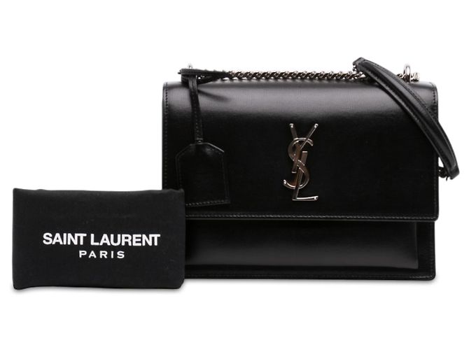 Saint Laurent Borsa a tracolla Monogram Sunset in pelle di vitello nera, misura Medium Nero - vista 7