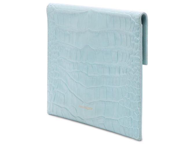 Clutch Skull in pelle con stampa coccodrillo blu Alexander McQueen Blu chiaro - vista 2