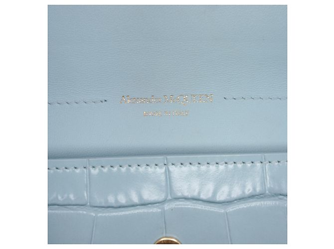 Clutch Skull in pelle con stampa coccodrillo blu Alexander McQueen Blu chiaro - vista 5
