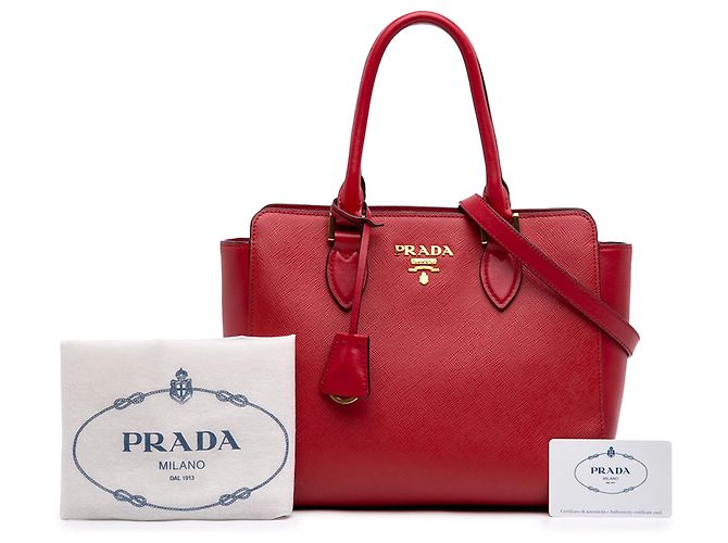 Sacote conversível Prada Red em Saffiano com acabamento em couro de vitelo macio Vermelho - vista 7