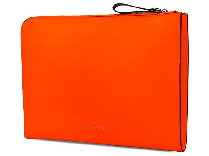 Portadocumenti Valentino in pelle arancione con Rockstud VLTN - vista 2