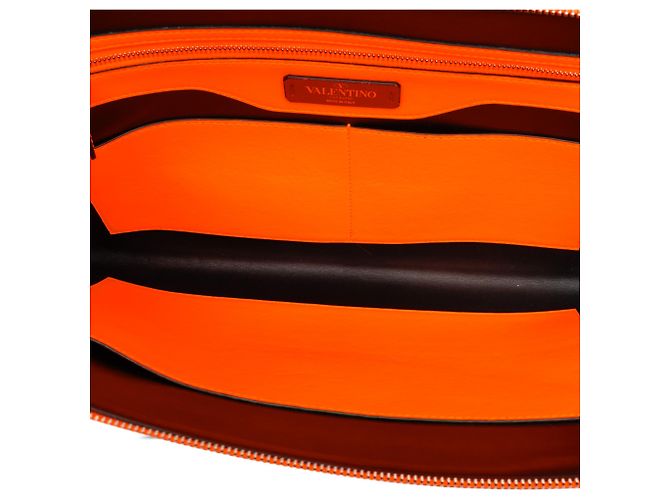 Portadocumenti Valentino in pelle arancione con Rockstud VLTN - vista 4