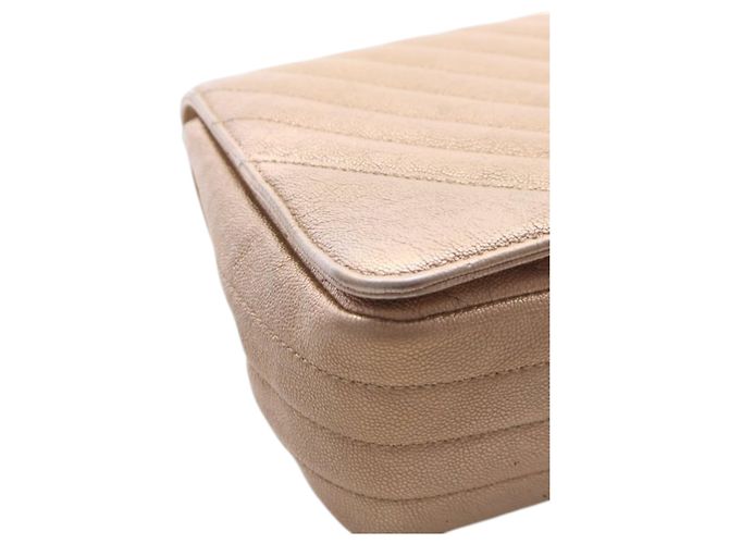 Chanel Gold Medium Chevron Iridescent Caviar Statement Flap D'oro - vista 10