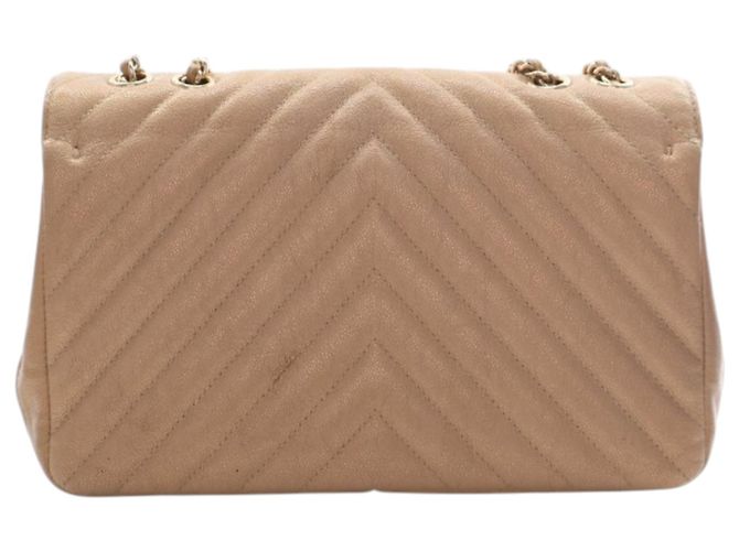 Chanel Gold Medium Chevron Iridescent Caviar Statement Flap D'oro - vista 4
