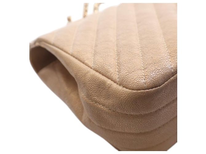 Chanel Gold Medium Chevron Iridescent Caviar Statement Flap D'oro - vista 7