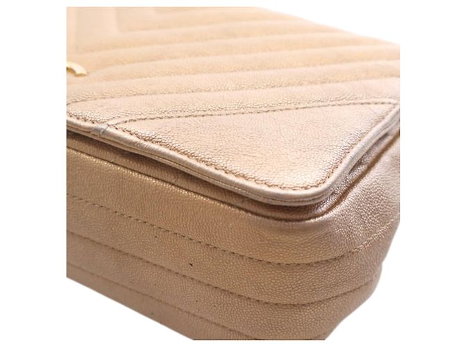 Chanel Gold Medium Chevron Iridescent Caviar Statement Flap D'oro - vista 8