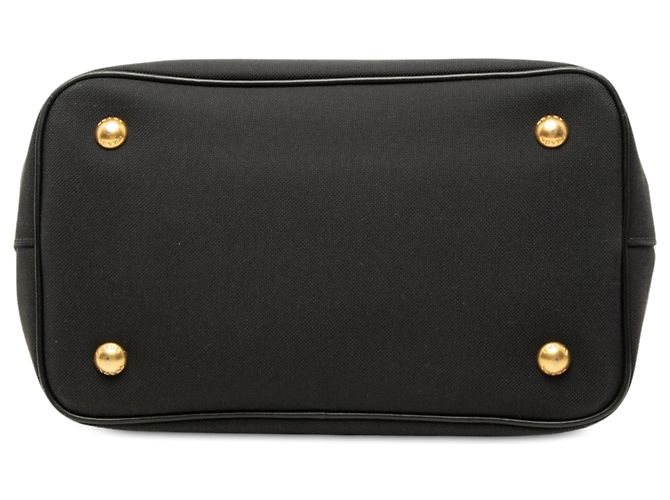 Borsa satchel in tela canapa nera con logo Prada Nero - vista 3