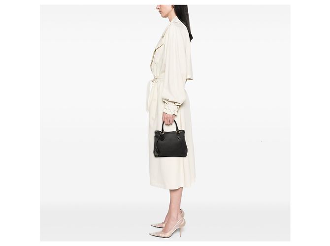 Borsa satchel in tela canapa nera con logo Prada Nero - vista 6
