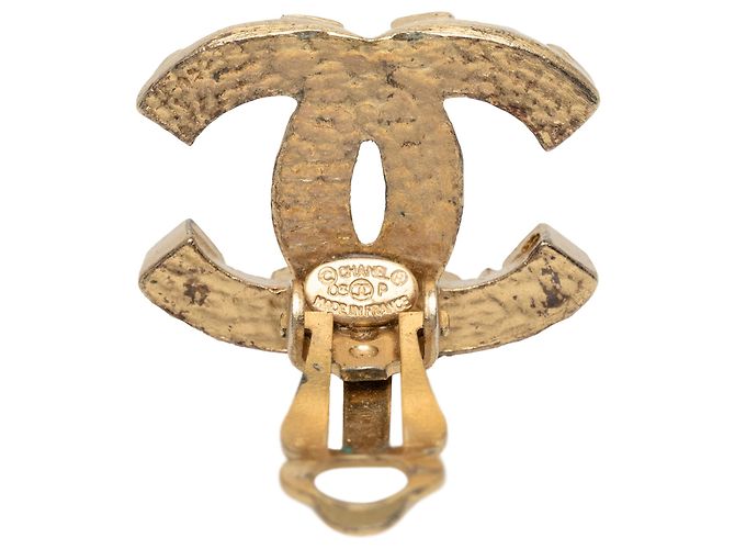 Orecchini Chanel Gold CC placcati oro con punte a clip D'oro - vista 3