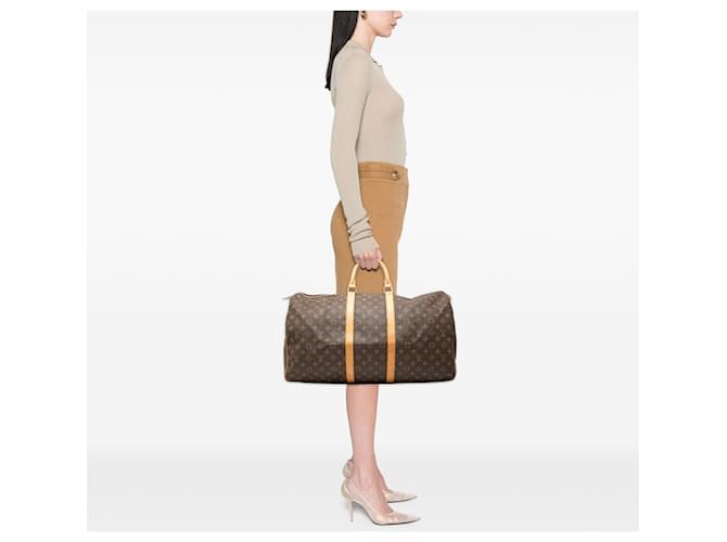 Louis Vuitton Marrone Monogram Keepall 55 - vista 7