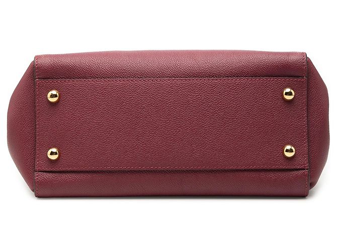 Tote Burberry de couro de bezerro de grão médio com fivela vermelha Vermelho Bordeaux - vista 3