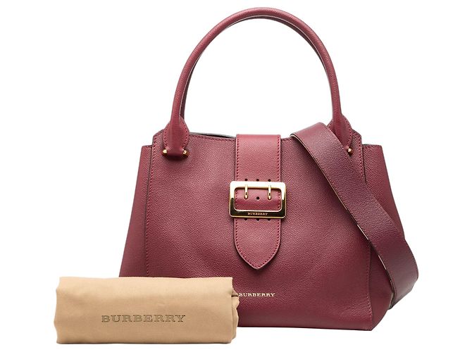 Tote Burberry de couro de bezerro de grão médio com fivela vermelha Vermelho Bordeaux - vista 8