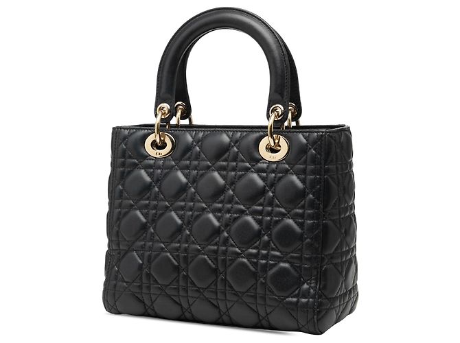 Lady Dior in agnello cannage nero misura Medium - vista 2