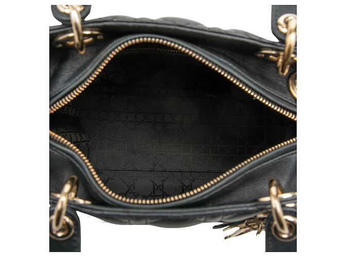 Lady Dior in agnello cannage nero misura Medium - vista 4
